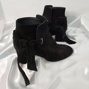 Rag & Bone Black Dalia Suede Ankle Tie Bootie Size 9.5